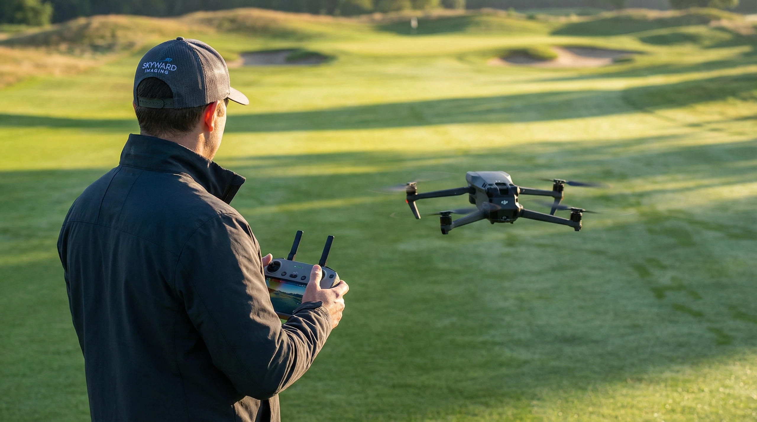 Pilote drone golf captation vidéo Skytee