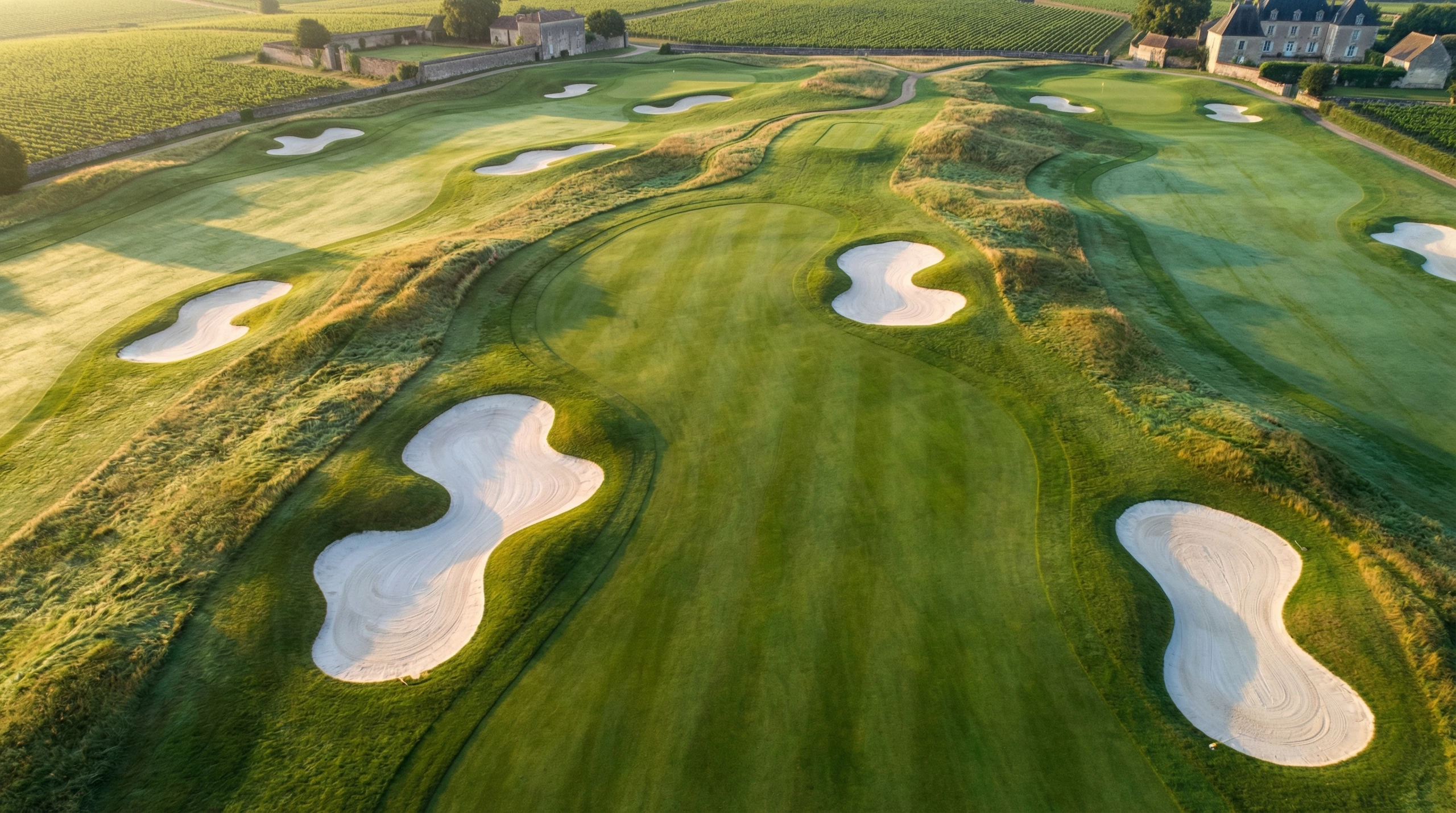 Vue aérienne drone parcours de golf