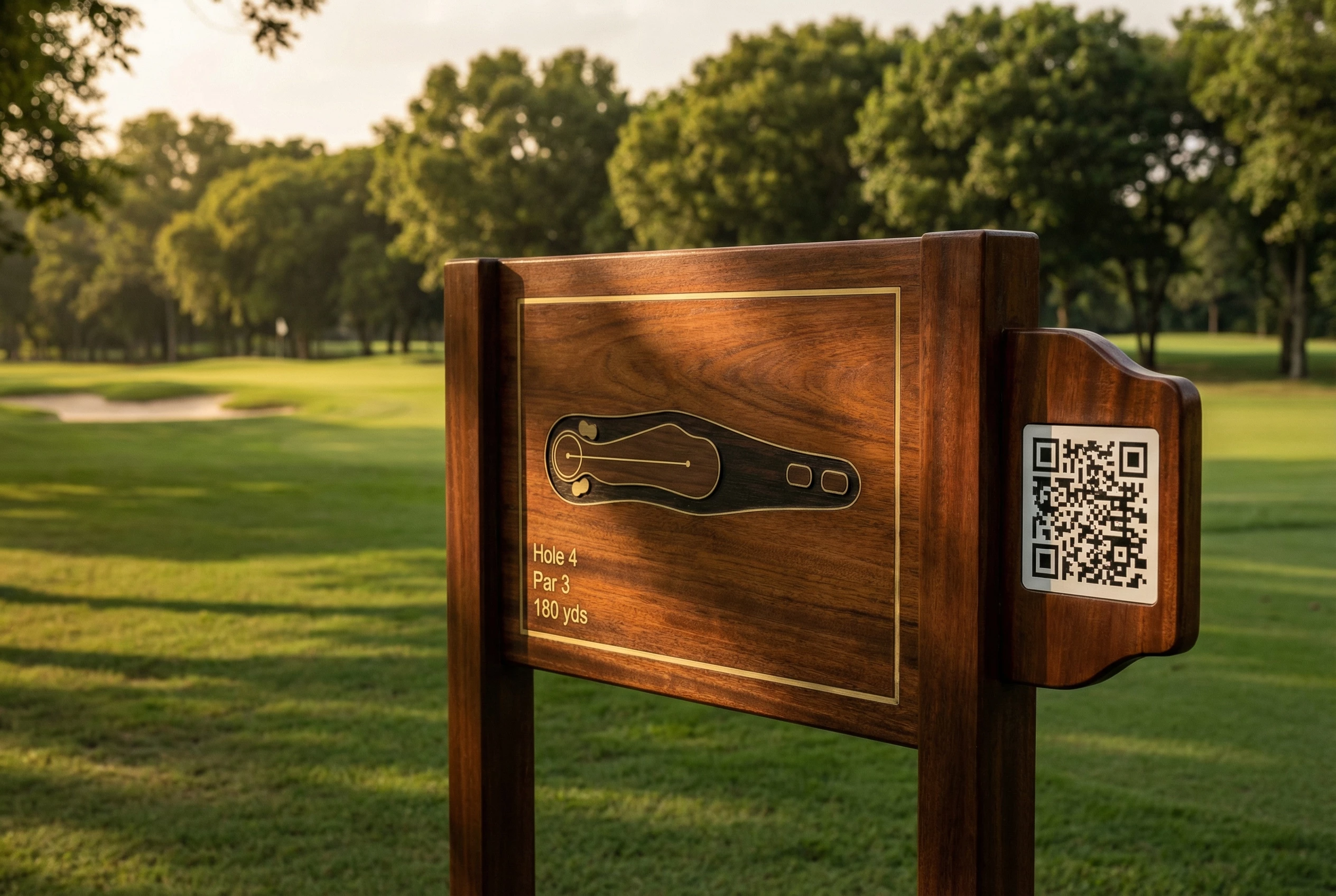QR code sur panneau de trou golf